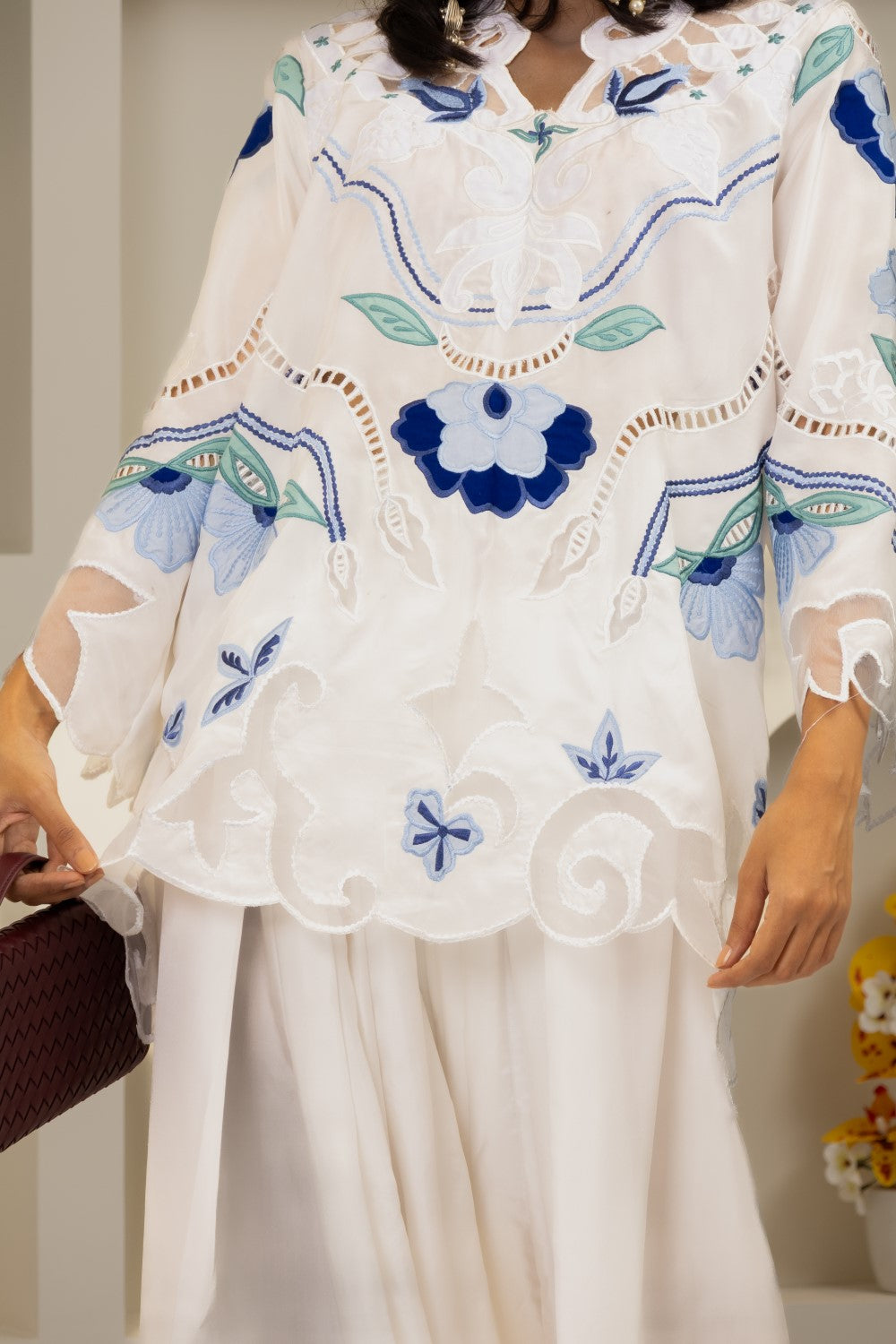 Floral Motifs Silk Corset